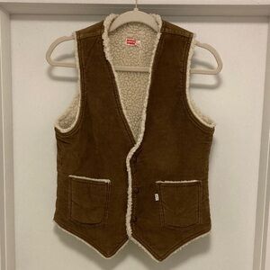 Levi's Tan Corduroy Vest with Sherpa Lining